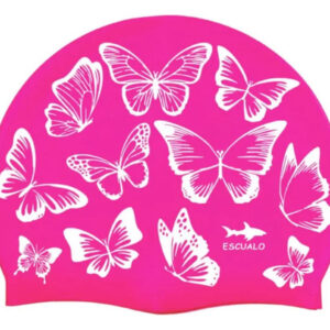 Gorra De Natación Mujer Silicona Mariposas Rosa Impermeable Mariposas Diseño De La Tela Talla