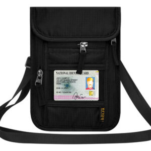 Portafolios De Cuello Viaje Con Bloqueo Rfid Para Hombres Y Negro Diseño De La Tela