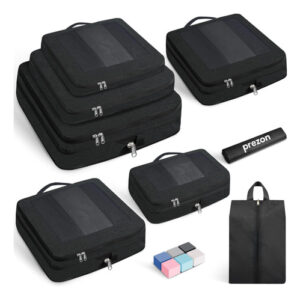Juego De 8 Cubos De Compresión Para Viaje Organizador Negro Negro
