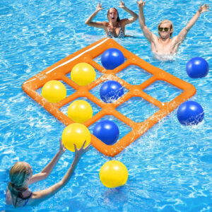 Juego Inflable Tic Tac Toe Para Piscina 10 Bolas Naranja 2 A Naranja