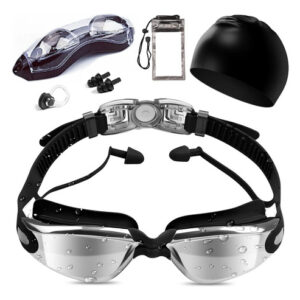 Kit Gafas De Natación 6 En 1 Ajustable Antiniebla Uv Y Acces Negro