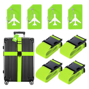 Correas De Equipaje Ajustables Y Etiquetas De Silicona Verde Verde Nombre Del Diseño