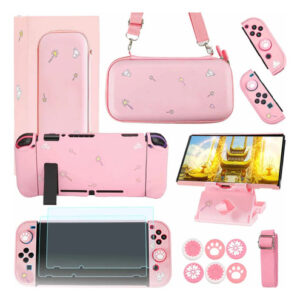 Kit De Accesorios Kawaii Rosa Para Nintendo Switch 11 En 1