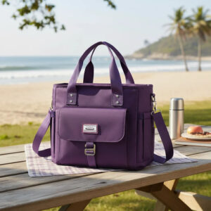 Lonchera Aislada Morada 17l Reutilizable Para Trabajo Playa Morado Nombre Del Diseño