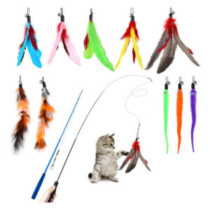 Juego Interactivo Para Gatos 12 Piezas Varitas Y Plumas Negro/azul