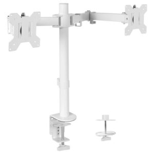 Soporte De Escritorio Para Dos Monitores Vivo Stand-v002w Color Blanco