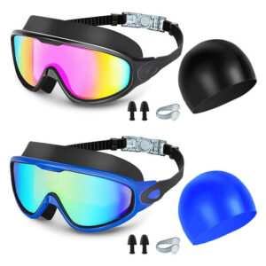 Gafas De Natación Adultos Con Gorro Y Accesorios Azul Azul+negro(con Gorro)