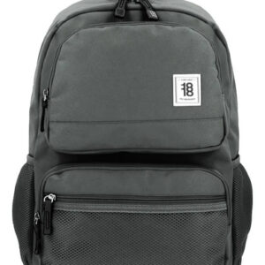 Mochila Grande Unisex Gris Poliéster Con Bolsillos Y Cierre Gris Diseño De La Tela