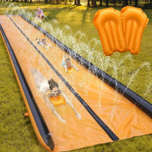 Tobogán De Agua Extralargo Para Patio Niños Y Adultos Pvc Naranja Negro