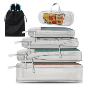 Bolsas Organizadoras De Compresión 6 Piezas Maletas Negro Beige - 6 Piezas