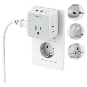 Adaptador De Enchufe Europeo 3 Salidas Ca 3 Usb Tipo C