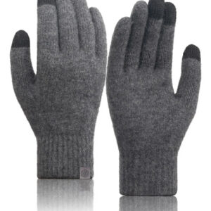 Guantes De Lana Merino 100% Unisex Grises Táctiles Térmicos Gris Oscuro Talla Diseño De La Tela