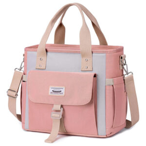 Lonchera Aislada Rosa Y Gris Reutilizable 17 L Con Bolsillo Rosa/gris Nombre Del Diseño