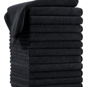 Toalla De Microfibra Para Cabello Secado Rápido Pack De 12 Negro Nombre Del Diseño