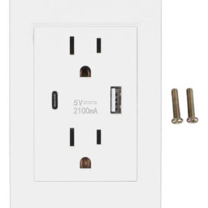 Tomas De Pared Con 2 Puertos Usb 5v 2.1a Enchufe Usb C Blanco