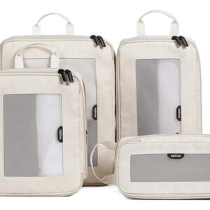 Juego De 4 Bolsas Organizadoras De Viaje Beige Duraderas Beige