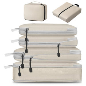 Bolsa Organizador De Viaje Impermeable 6pcs Compresión 30x20 Blanquecino