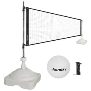 Juego De Red De Voleibol De Piscina Portátil 6.4 M Con Balón Negro Y Blanco