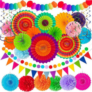 Decoraciones De Cumpleaños En Papel 33 Piezas Arco Iris Color Nombre Del Diseño