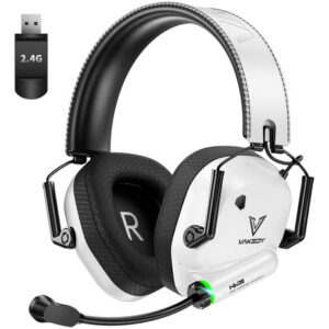 Auriculares Inalámbricos Para Juegos Compatibles Con Ps5, Pc, Ps4, Mac Y Switch, Con Un Adaptador Usb De 2,4 Ghz De Baja... Blanco