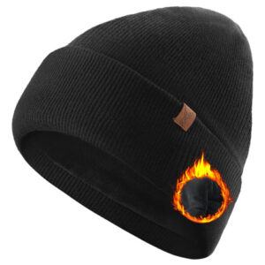 Gorro De Invierno Unisex De Lana Merina Forro Polar Cálido N Negro Talla Diseño De La Tela
