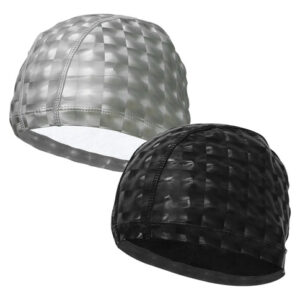 2 Gorros De Natación Impermeables Unisex Negros Y Plateados Negro + Plateado Diseño De La Tela Talla