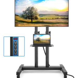 Soporte Rodante Para Tv 32 A 83 Pulgadas Con Toma De Corrien Negro