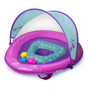 Flotador De Piscina Para Bebé De Lujo Con Toldo Ajustable 6 Rosado/verde Agua