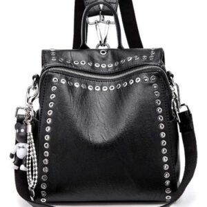 Mochila De Mujer Cuero Suave Antirrobo 27x13x27cm Para Viaje Color Diseño De La Tela