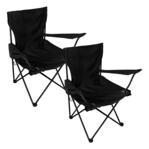 Set 2 Sillas De Camping Plegables Portátiles Impermeables Ne Negro