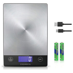 Báscula De Cocina Recargable Para Alimentos Crownful, Báscul Silver 1 G