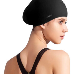 Gorro De Natación Silicona Extra Grande Para Pelo Largo Y Ri Negro Diseño De La Tela Tamaño Medio