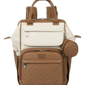 Babbleroo Mochila De Pañales De Cuero, Bolsos Multifunción Beige Tejido