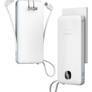 Batería Portátil 10000mah 20w Con Enchufe Ac Plegable Blanco