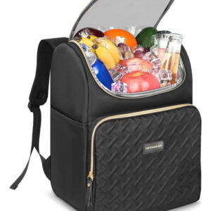 Mochila Hielera Portátil 35 Latas Aislante Y Ligera Negra Negro
