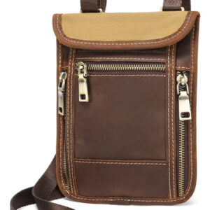 Portafolios De Viaje De Piel Resistente Al Agua Para Hombre Marrón Diseño De La Tela