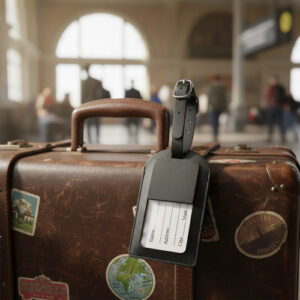 50 Etiquetas De Equipaje De Piel Negro Con Cubierta De Priva Negro 50 Etiquetas