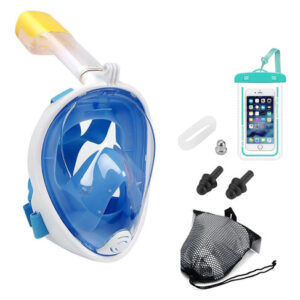 Máscara De Esnórquel Facial Adulto 180 Grados Con Soporte Cá Azul L/xl