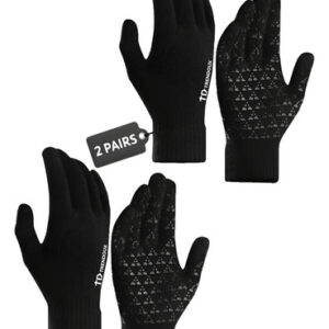 Guantes De Invierno Unisex Táctiles Forro Térmico Cálido 02 2pcs Negro Talla