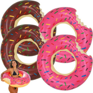 Flotadores Inflables De 90 Cm Para Piscina 4 Piezas Rosa Y C 4pcs (2 Rosa + 2 Café)