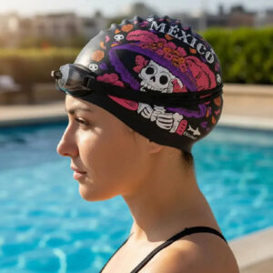 Gorra De Natación Unisex En Silicona Impermeable Color Negro Negro Diseño De La Tela Talla