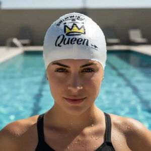 Gorra De Natación Mujer Adulto Silicona Impermeable Blanca U Queen Diseño De La Tela Talla