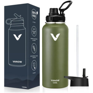 Termo De Acero Inoxidable 1.2l Doble Pared Verde Militar Ant Verde Militar