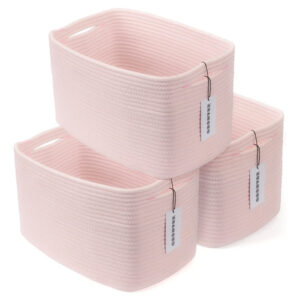 Cesta De Algodón Rosa Rectangular Para Almacenamiento Decora Rosa Claro Nombre Del Diseño