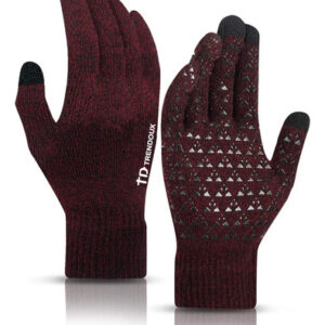 Guantes De Invierno Unisex Táctiles Forro Térmico Negro Rojo Black Red Talla