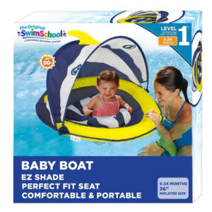 Flotador Deluxe Para Bebés Con Dosel Ajustable 6-24 Meses Deluxe Baby Float W/canopy, Navy
