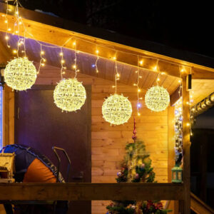 Luces Colgantes Esferas Para Jardín 4 Pack 20 Cm Deco Navida Color De Las Luces