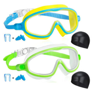 Juego De Gafas De Natación 2 Piezas Con Protección Uv Y Gorr Amarillo Verde