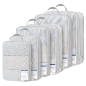 Juego De 8 Cubos Compresores Para Viaje Organizador Mediano 6c-crema