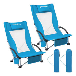 Sillas De Playa Plegables Con Respaldo Alto 2 Piezas Azul Color